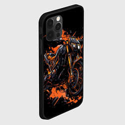 Чехол для iPhone 12 Pro Старый мотоцикл и оранжевые кляксы, цвет: 3D-черный — фото 2