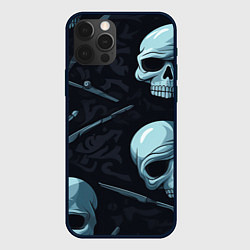 Чехол для iPhone 12 Pro Черепа и ножи, цвет: 3D-черный