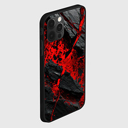 Чехол для iPhone 12 Pro Красные разломы черных камней, цвет: 3D-черный — фото 2