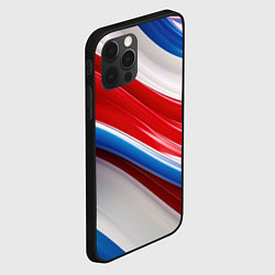 Чехол для iPhone 12 Pro Объемные волны абстракции красно-сине-белые, цвет: 3D-черный — фото 2