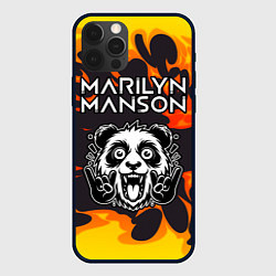 Чехол для iPhone 12 Pro Marilyn Manson рок панда и огонь, цвет: 3D-черный