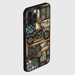 Чехол для iPhone 12 Pro Patchwork with a motorcycle - ai art, цвет: 3D-черный — фото 2