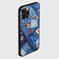Чехол для iPhone 12 Pro Vanguard jeans patchwork - ai art, цвет: 3D-черный — фото 2