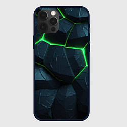 Чехол для iPhone 12 Pro Abstract dark green geometry style, цвет: 3D-черный