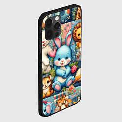 Чехол для iPhone 12 Pro Funny hare and his friends - patchwork, цвет: 3D-черный — фото 2