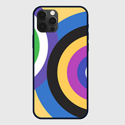 Чехол для iPhone 12 Pro Разноцветные круги, абстракция, цвет: 3D-черный