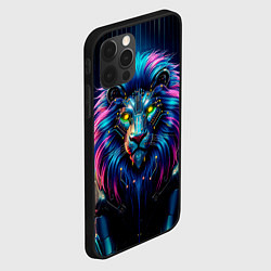 Чехол для iPhone 12 Pro Неоновый лев в стиле киберпанк, цвет: 3D-черный — фото 2