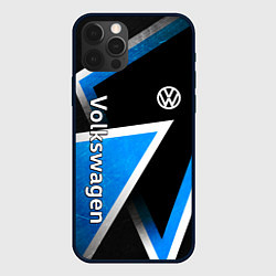 Чехол для iPhone 12 Pro Volkswagen - бело-синий треугольник, цвет: 3D-черный