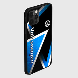 Чехол для iPhone 12 Pro Volkswagen - бело-синий треугольник, цвет: 3D-черный — фото 2