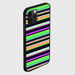Чехол для iPhone 12 Pro Зелёно-фиолетовый полосатый, цвет: 3D-черный — фото 2