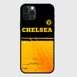 Чехол для iPhone 12 Pro Chelsea - gold gradient посередине, цвет: 3D-черный