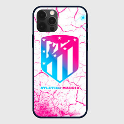 Чехол для iPhone 12 Pro Atletico Madrid neon gradient style, цвет: 3D-черный