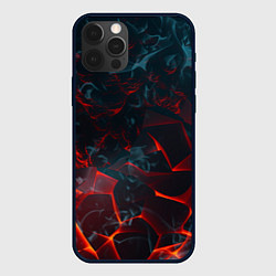 Чехол для iPhone 12 Pro Темная абстракция с разломом красных плит, цвет: 3D-черный