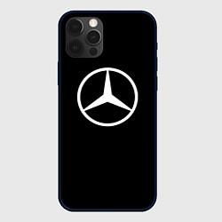 Чехол для iPhone 12 Pro Mercedes benz logo white, цвет: 3D-черный