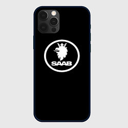 Чехол для iPhone 12 Pro Saab avto logo, цвет: 3D-черный