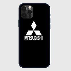 Чехол для iPhone 12 Pro Mitsubishi logo white, цвет: 3D-черный