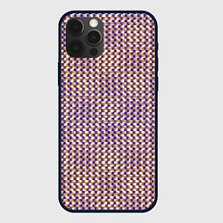 Чехол для iPhone 12 Pro Сине-бежевый текстурированный квадраты-рябь, цвет: 3D-черный