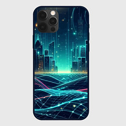 Чехол для iPhone 12 Pro Metropolis - vaporwave neon glow, цвет: 3D-черный