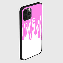 Чехол для iPhone 12 Pro Потеки розовой краски на белом, цвет: 3D-черный — фото 2