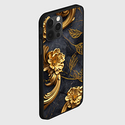 Чехол для iPhone 12 Pro Золотые объемные узоры на ткани, цвет: 3D-черный — фото 2