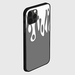 Чехол для iPhone 12 Pro Потеки белой краски на сером фоне, цвет: 3D-черный — фото 2
