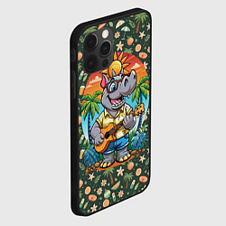 Чехол для iPhone 12 Pro Носорог играет на гитаре жарким летом, цвет: 3D-черный — фото 2