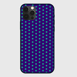 Чехол для iPhone 12 Pro Зеленые звезды паттерн, цвет: 3D-черный