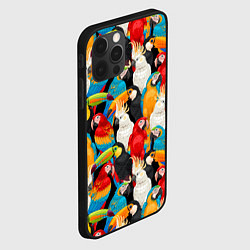 Чехол для iPhone 12 Pro Экзотические птицы попугаи и туканы, цвет: 3D-черный — фото 2