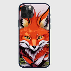 Чехол для iPhone 12 Pro Лиса Кицунэ в японском стиле, цвет: 3D-черный