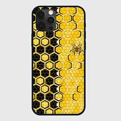 Чехол для iPhone 12 Pro Киберпанк соты шестиугольники жёлтый и чёрный с па, цвет: 3D-черный