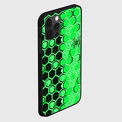 Чехол для iPhone 12 Pro Техно-киберпанк шестиугольники зелёный и чёрный с, цвет: 3D-черный — фото 2
