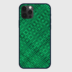 Чехол для iPhone 12 Pro Насыщенный зелёный текстурированный, цвет: 3D-черный
