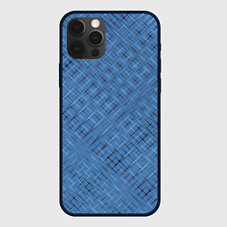 Чехол для iPhone 12 Pro Тёмно-голубой текстурированный, цвет: 3D-черный