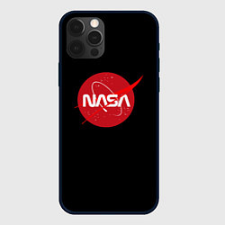Чехол для iPhone 12 Pro Nasa logo red, цвет: 3D-черный
