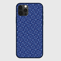 Чехол для iPhone 12 Pro Синий в мелкий рисунок, цвет: 3D-черный