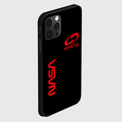 Чехол для iPhone 12 Pro Nasa space red logo, цвет: 3D-черный — фото 2