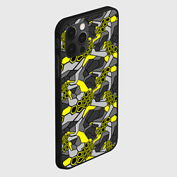 Чехол для iPhone 12 Pro Шестиугольная текстура желтого камуфляжа, цвет: 3D-черный — фото 2