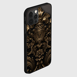 Чехол для iPhone 12 Pro Золотистая корона и узоры, цвет: 3D-черный — фото 2