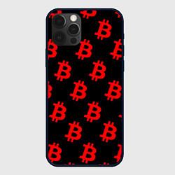 Чехол для iPhone 12 Pro Bitcoin red logo money, цвет: 3D-черный