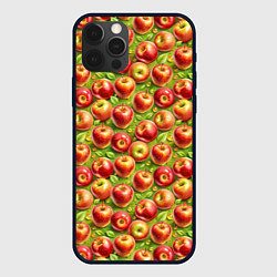 Чехол для iPhone 12 Pro Румяные яблоки паттерн, цвет: 3D-черный