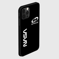 Чехол для iPhone 12 Pro Nasa space logo white, цвет: 3D-черный — фото 2