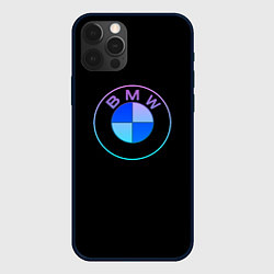 Чехол для iPhone 12 Pro BMW neon logo, цвет: 3D-черный