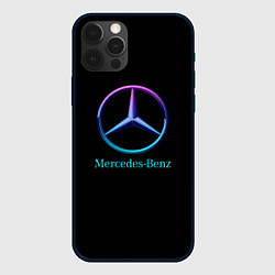 Чехол для iPhone 12 Pro Mercedes neon logo, цвет: 3D-черный