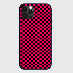 Чехол для iPhone 12 Pro Паттерн розовый клетка, цвет: 3D-черный