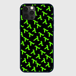 Чехол для iPhone 12 Pro Half life green logo, цвет: 3D-черный