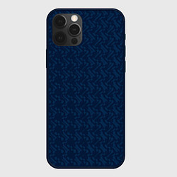 Чехол для iPhone 12 Pro Тёмный синий текстурированный однотонный, цвет: 3D-черный
