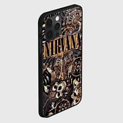 Чехол для iPhone 12 Pro Nirvana на фоне масок викингов рун и воронов, цвет: 3D-черный — фото 2