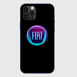 Чехол для iPhone 12 Pro FIAT logo neon, цвет: 3D-черный