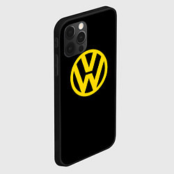 Чехол для iPhone 12 Pro Volkswagen logo yellow, цвет: 3D-черный — фото 2