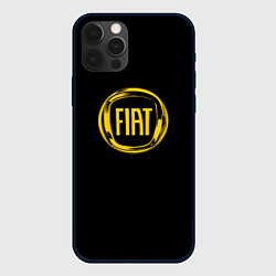 Чехол для iPhone 12 Pro FIAT logo yelow, цвет: 3D-черный